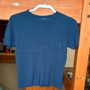 Blue Short Sleeve Knit Top